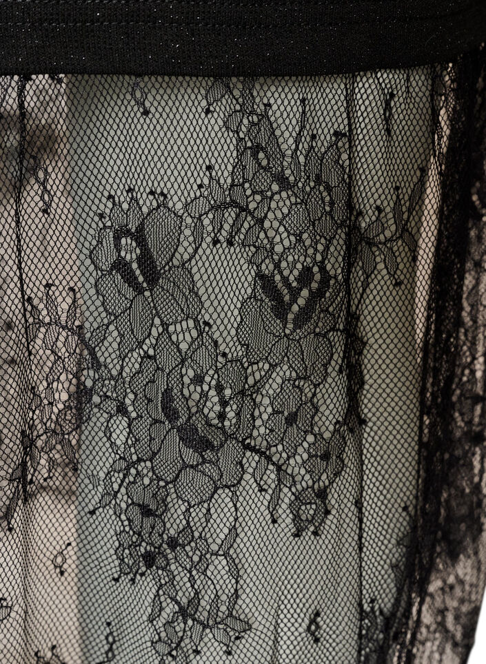 Robe en jersey avec paillettes et finitions en dentelle, Noir, Packshot image number 3
