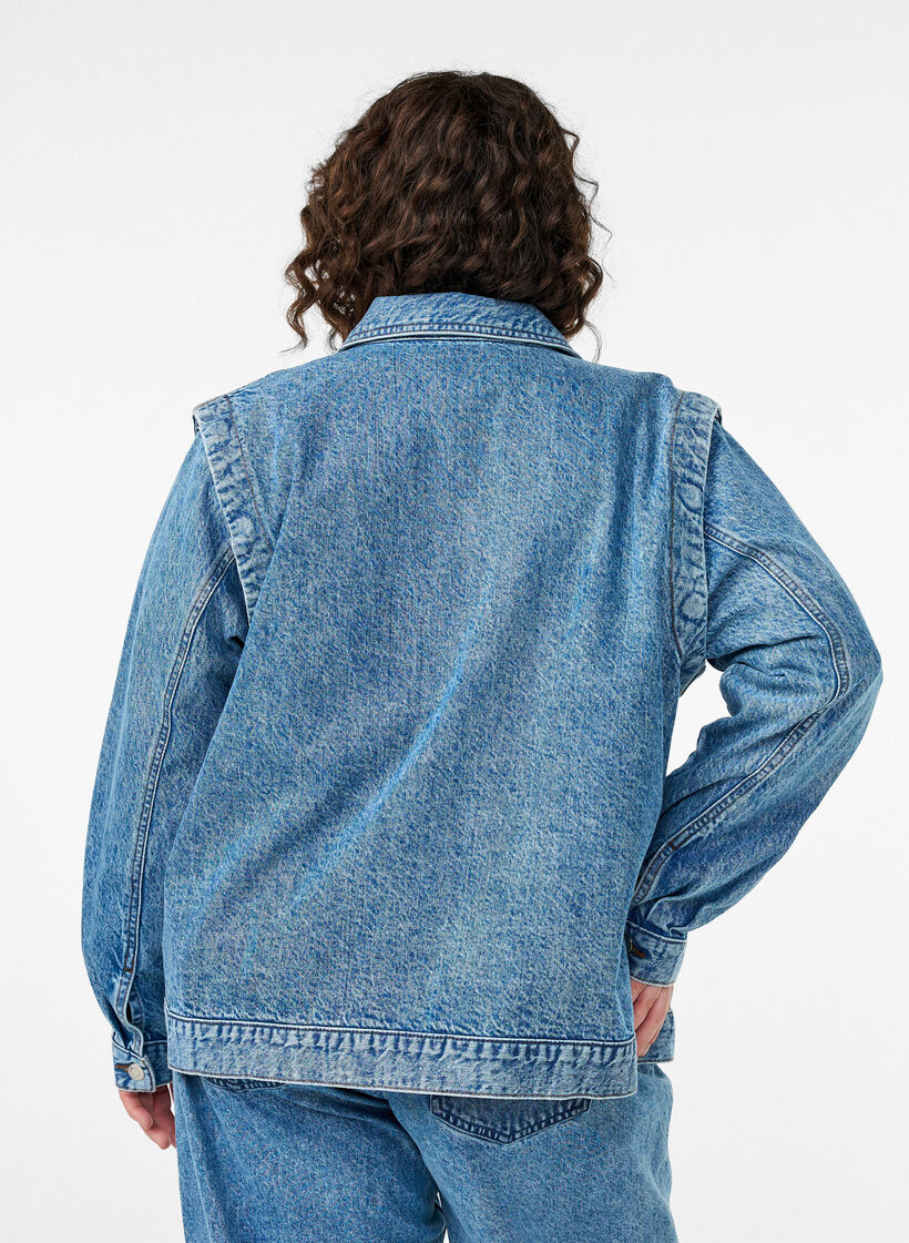 Veste en jean avec manches amovibles, Bleu Clair, Model image number 2