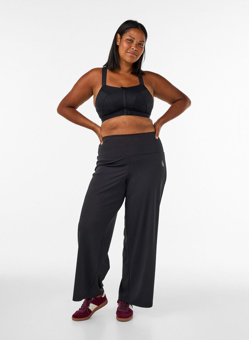 Pantalon d'entra&icirc;nement &agrave; coupe ample, Noir, Model image number 1