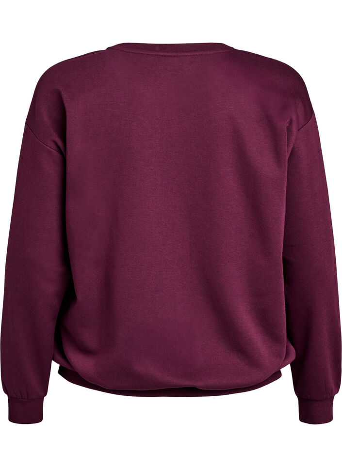 Sweat-shirt avec imprimé texte, Bordeaux, Packshot image number 1