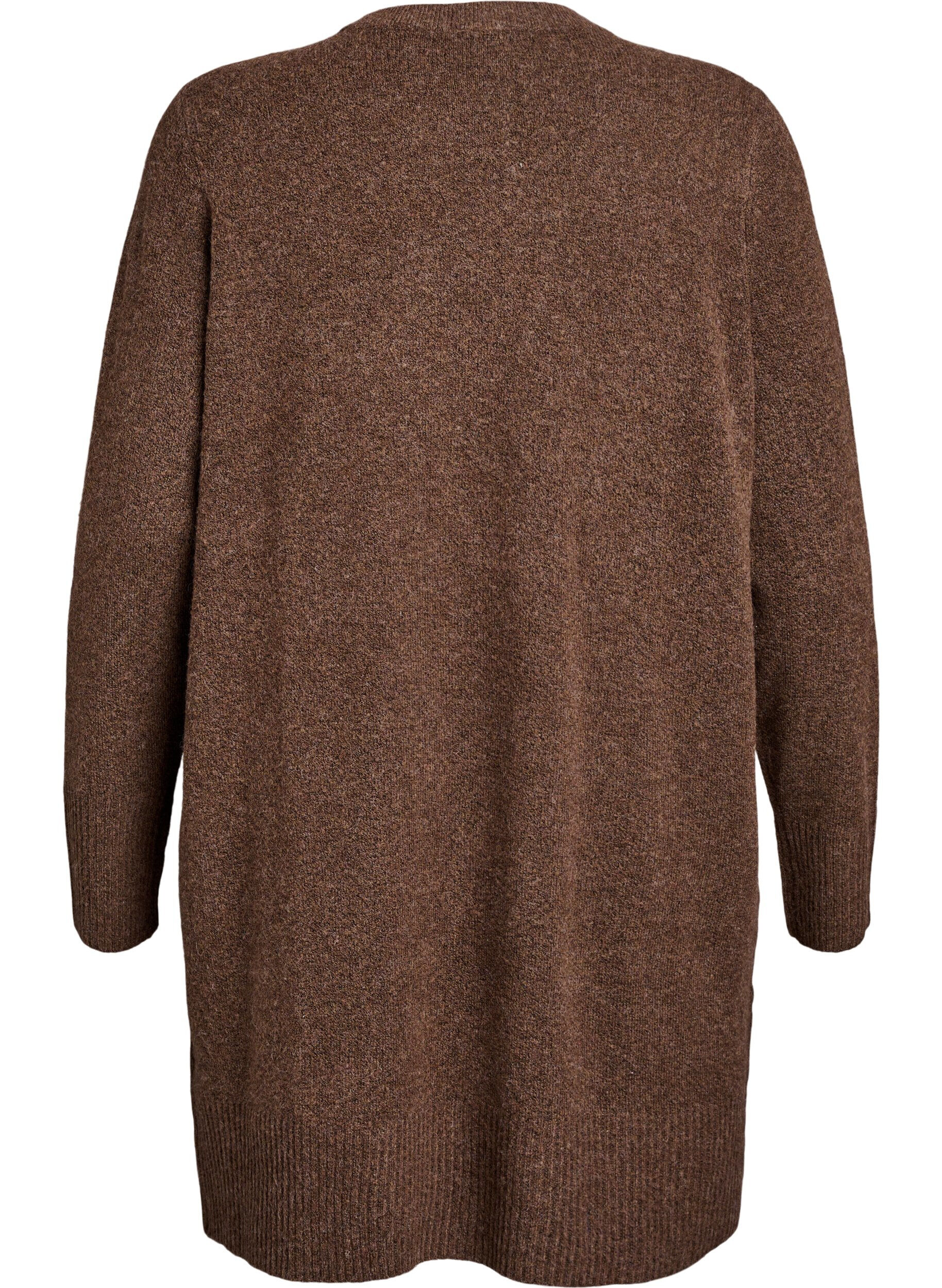 Zizzi Cardigan en tricot c&ocirc;tel&eacute; avec poches, Marron, Packshot image number 1