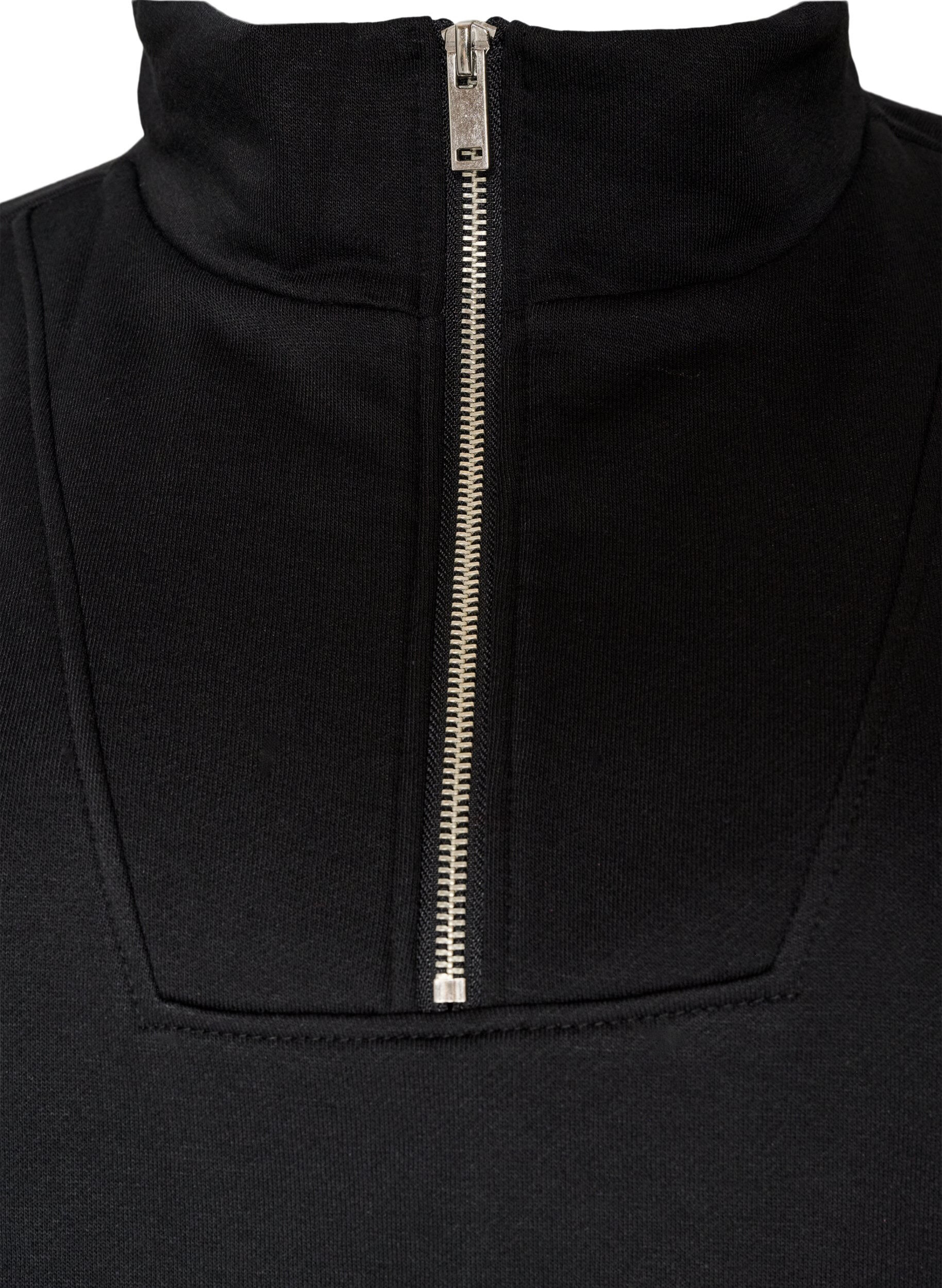 ZizziSweat-shirt avec col montant et fermeture zipp&eacute;e, Noir, Packshot image number 2