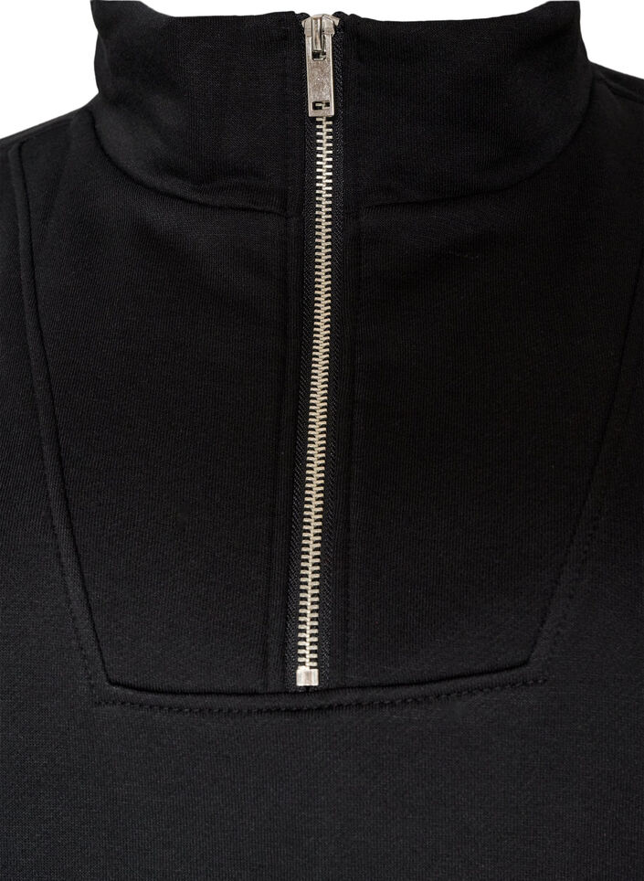 Sweat-shirt avec col montant et fermeture zipp&eacute;e, Noir, Packshot image number 2