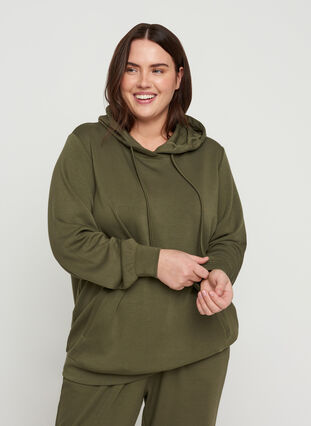 Pull avec poches et capuche, Ivy Green, Model image number 0