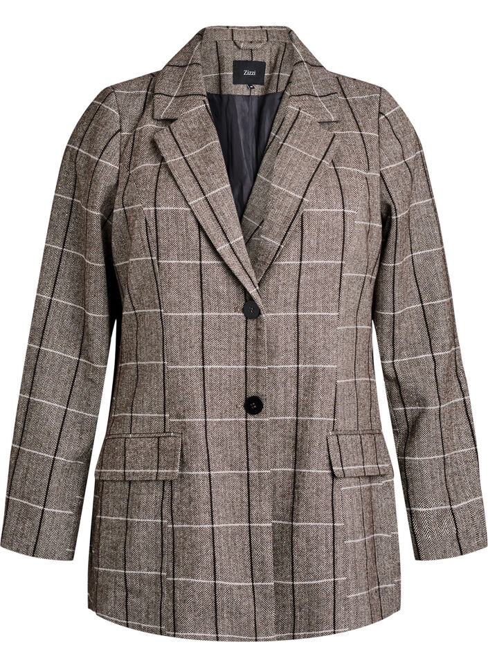 Blazer classique &agrave; carreaux, Gris, Packshot image number 0