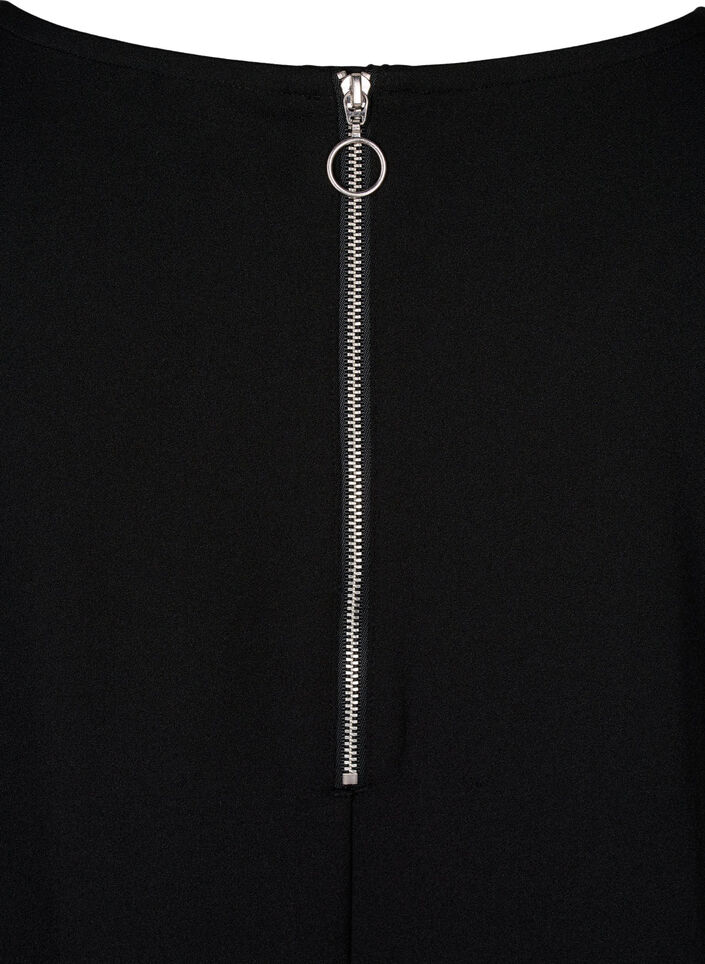 FLASH - Robe trapèze courte avec manches 3/4, Noir, Packshot image number 3