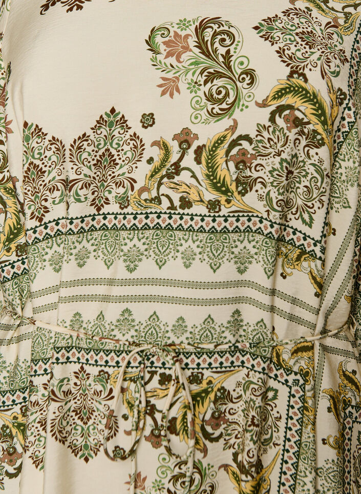 Robe midi imprim&eacute;e en viscose avec ceinture &agrave; nouer, Vert, Packshot image number 2