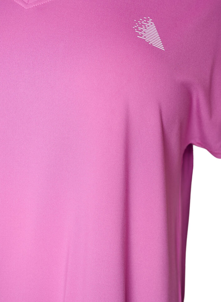 T-shirt de sport &agrave; manches courtes avec col en V, Violet, Packshot image number 2