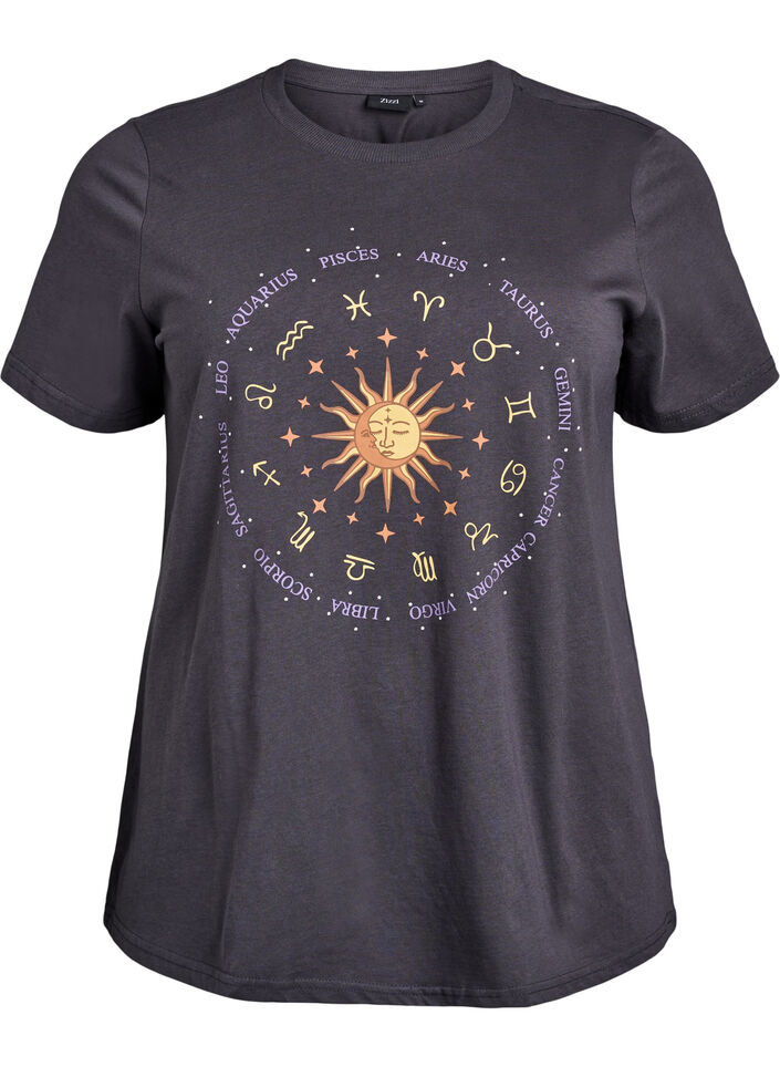 T-shirt en coton avec imprimé sur le devant, Gris anthracite, Packshot image number 0