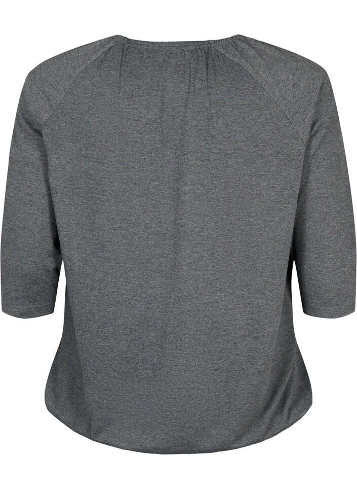 Blouse rayée à manches 3/4, Dark Grey Melange, Packshot image number 1