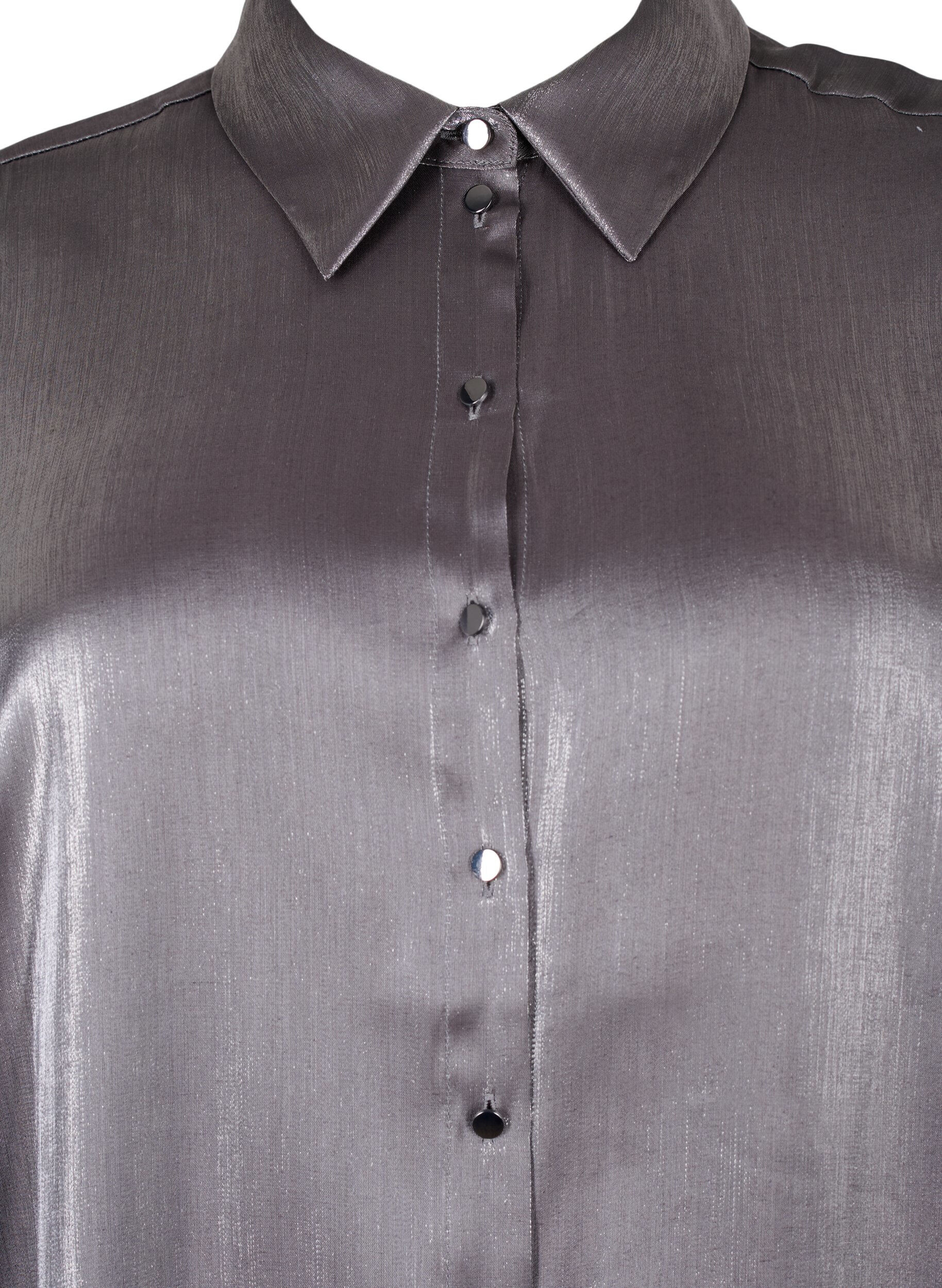 Zizzi Chemise longue de couleur argent&eacute;e, Dark Silver, Packshot image number 2