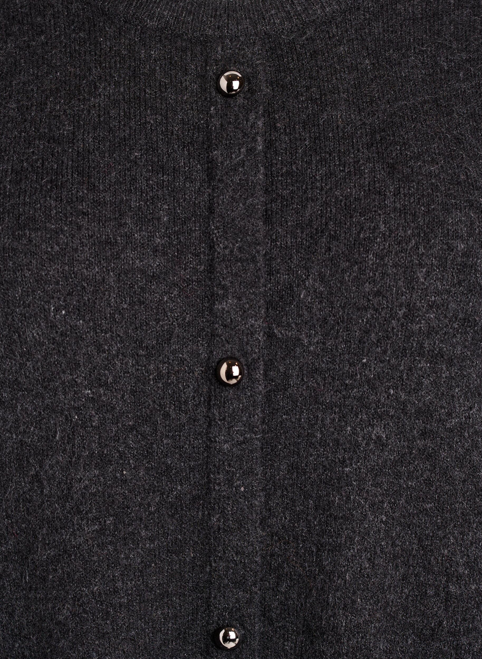 Zizzi Robe courte en maille avec manches courtes et boutons boule, Gris anthracite, Packshot image number 2