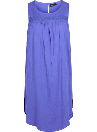 Robe sans manches en coton en forme trapèze, Dazzling Blue, Packshot image number 0