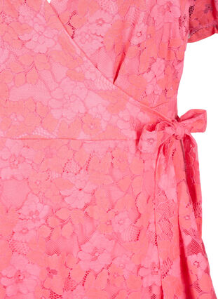 Robe cache-cœur avec dentelle et manches courtes, Pink Carnation, Packshot image number 2
