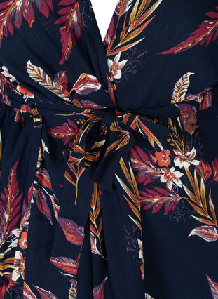 Kimono fleuri en viscose avec lien à nouer , Indian Summer Flower, Packshot image number 2