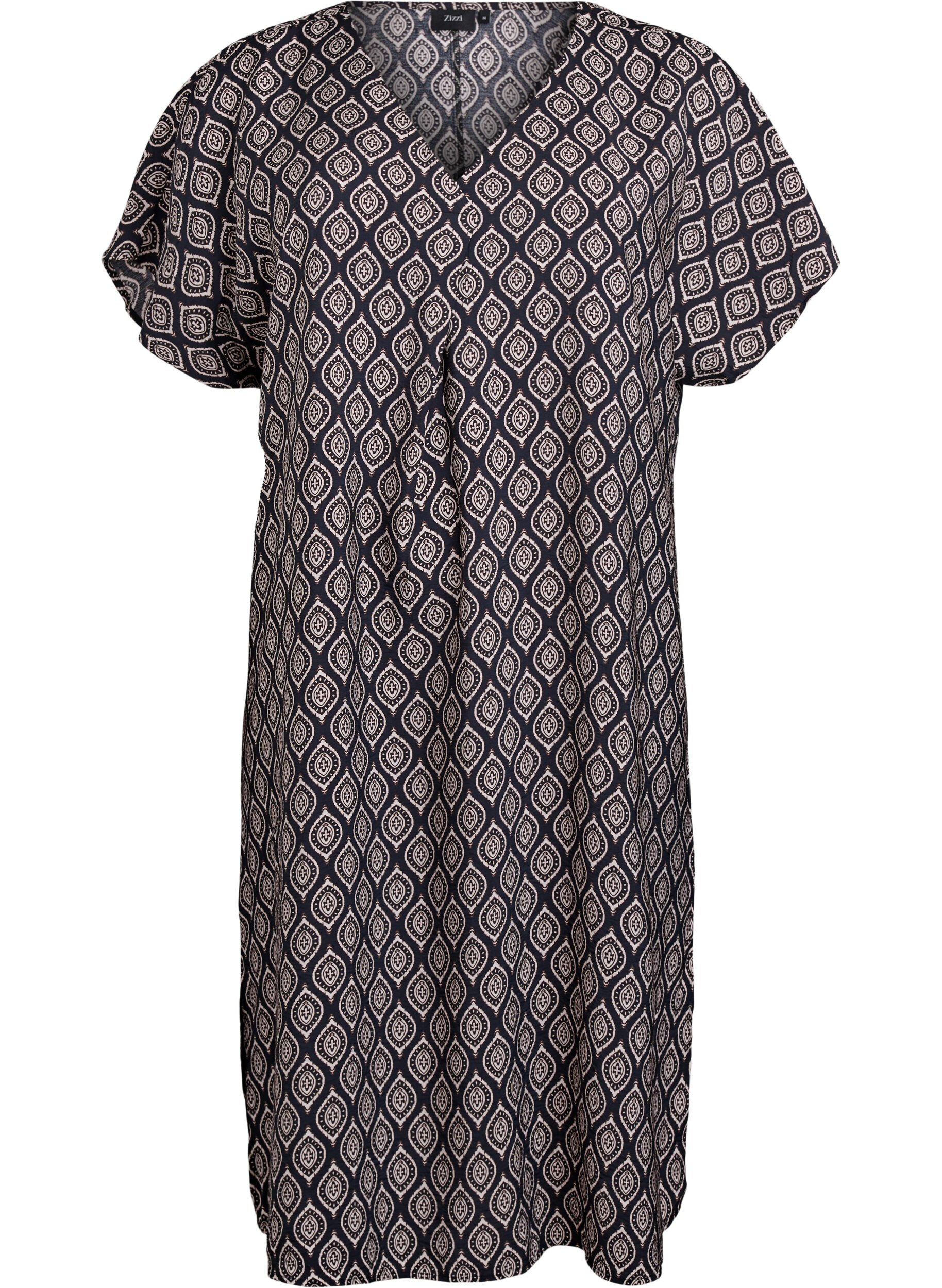 Robe &agrave; col en V en viscose