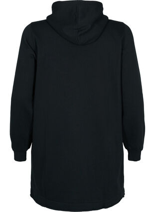 Sweat-shirt long avec capuche et poches, Black, Packshot image number 1