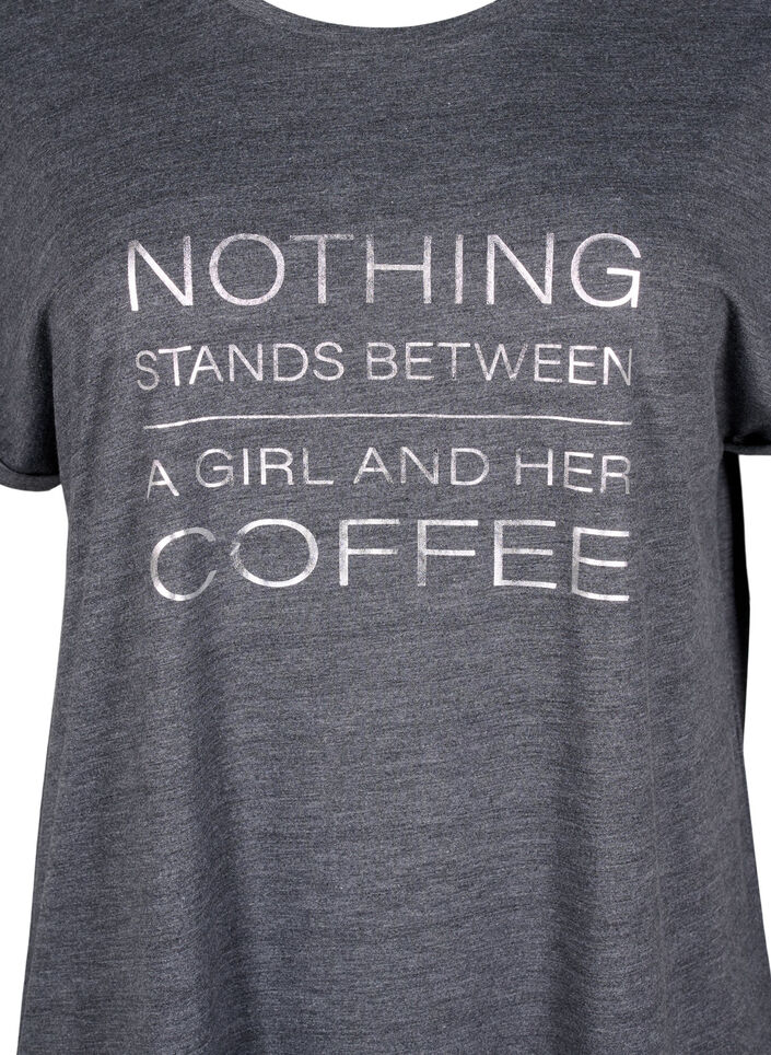 Chemise de nuit &agrave; manches courtes avec imprim&eacute; de texte, , Packshot image number 2