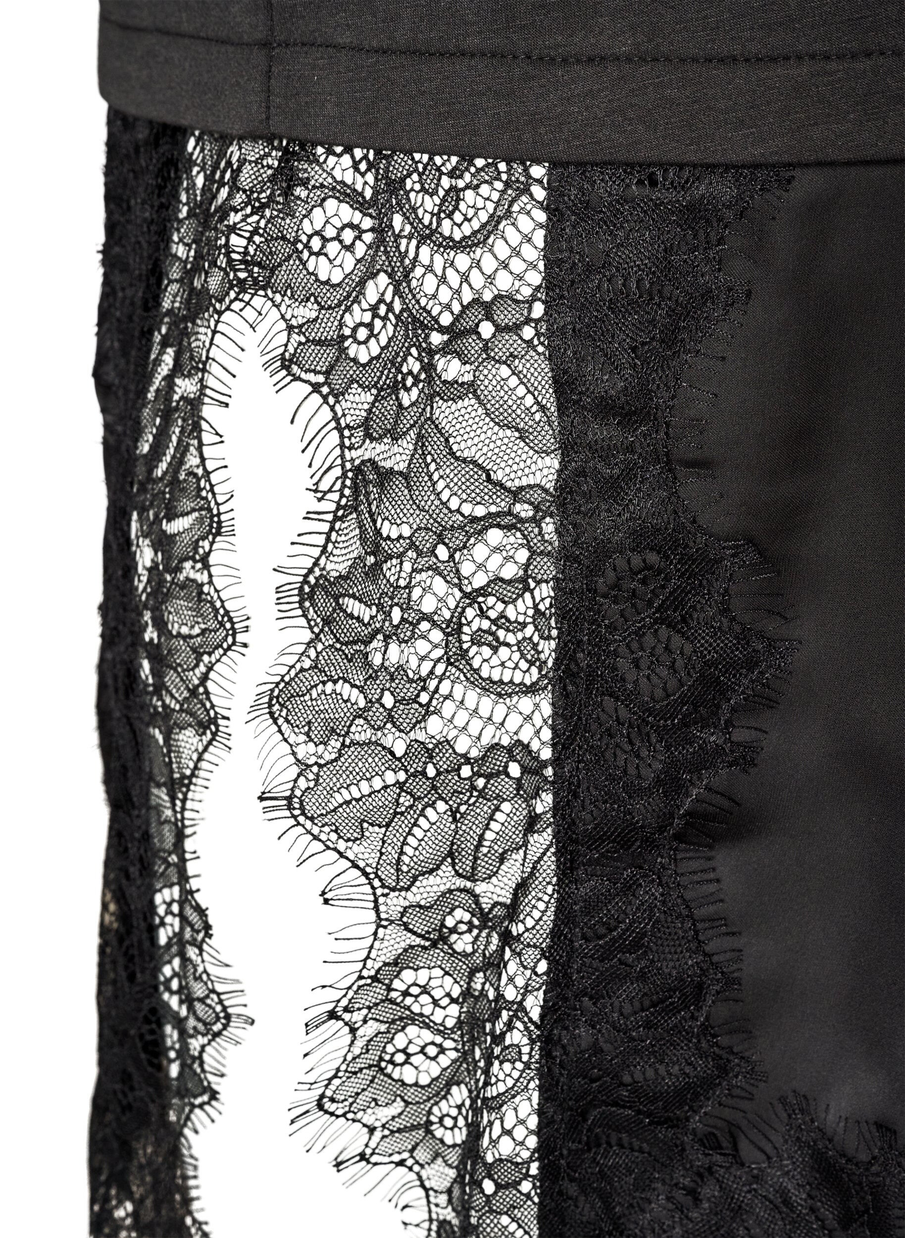 ZizziBlouse en jersey avec effet superpos&eacute; et dentelle, Noir, Packshot image number 3