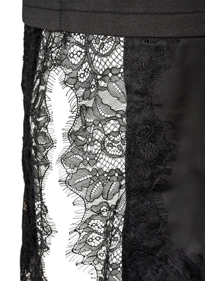 Blouse en jersey avec effet superpos&eacute; et dentelle, Noir, Packshot image number 3