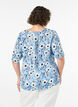 Blouse fleurie &agrave; manches courtes, Bleu, Model image number 2