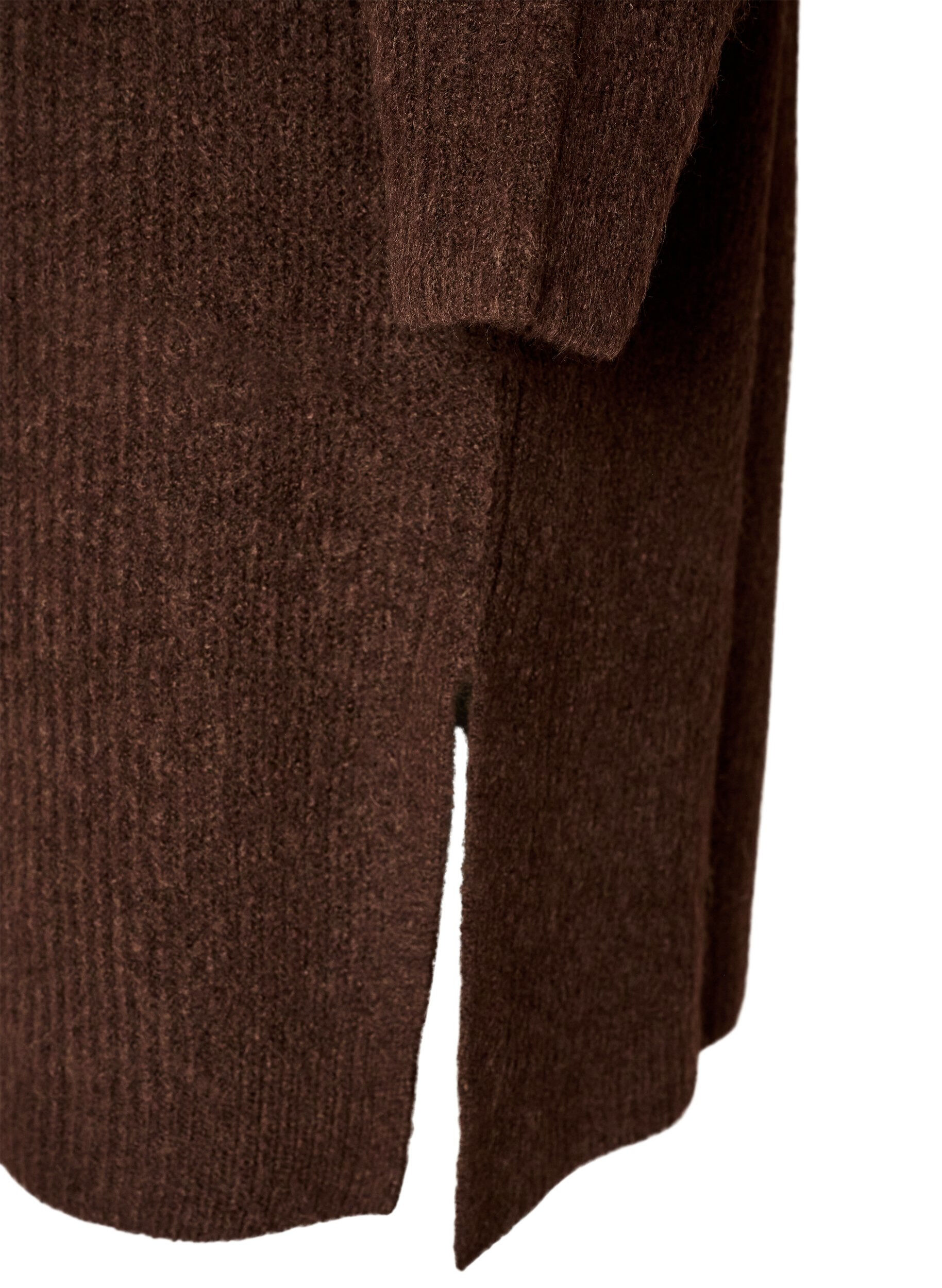 ZizziRobe en maille &agrave; col roul&eacute;, Marron, Packshot image number 3