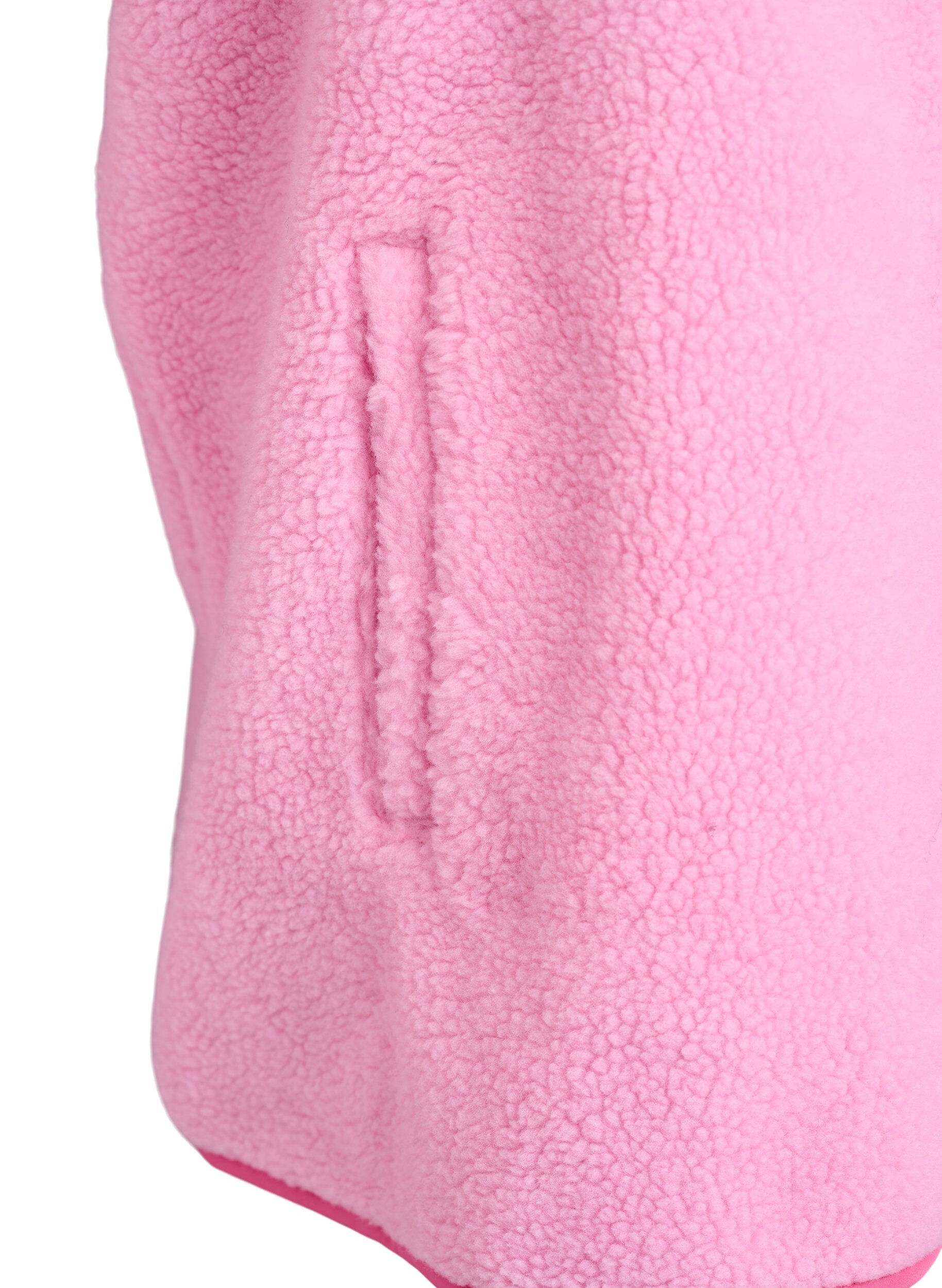 Zizzi Gilet zipp&eacute; en polaire teddy avec d&eacute;tails contrastants, Rose, Packshot image number 3