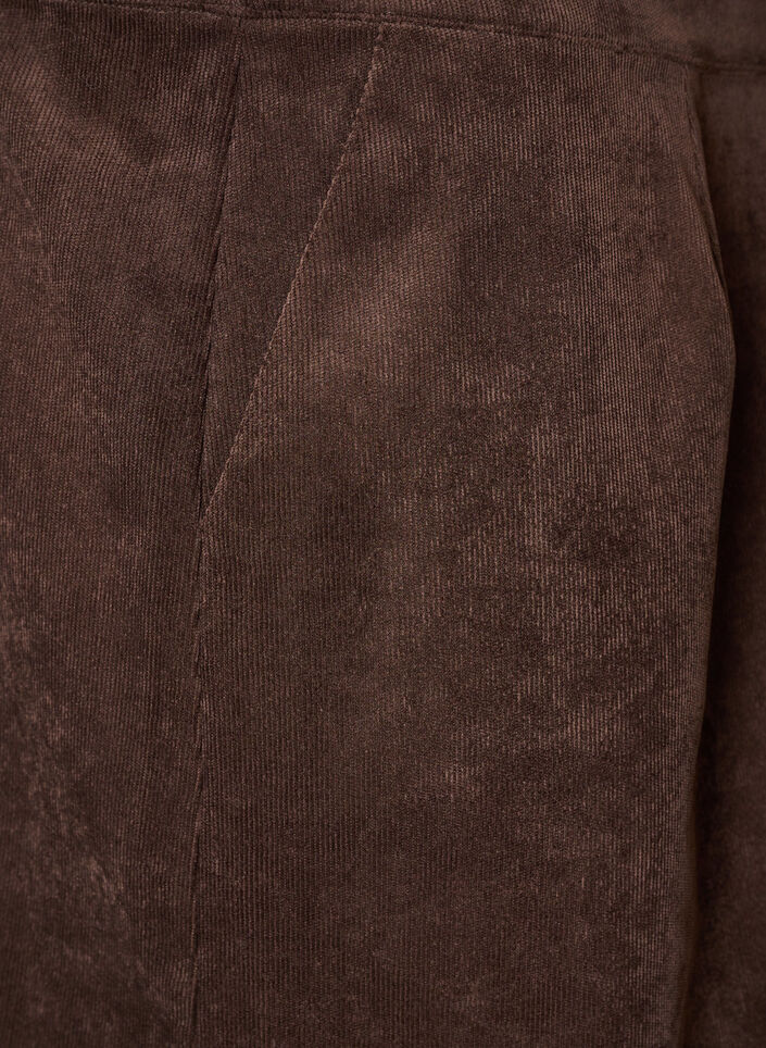 Jupe courte en velours c&ocirc;tel&eacute; avec boutons-pression, Marron, Packshot image number 3