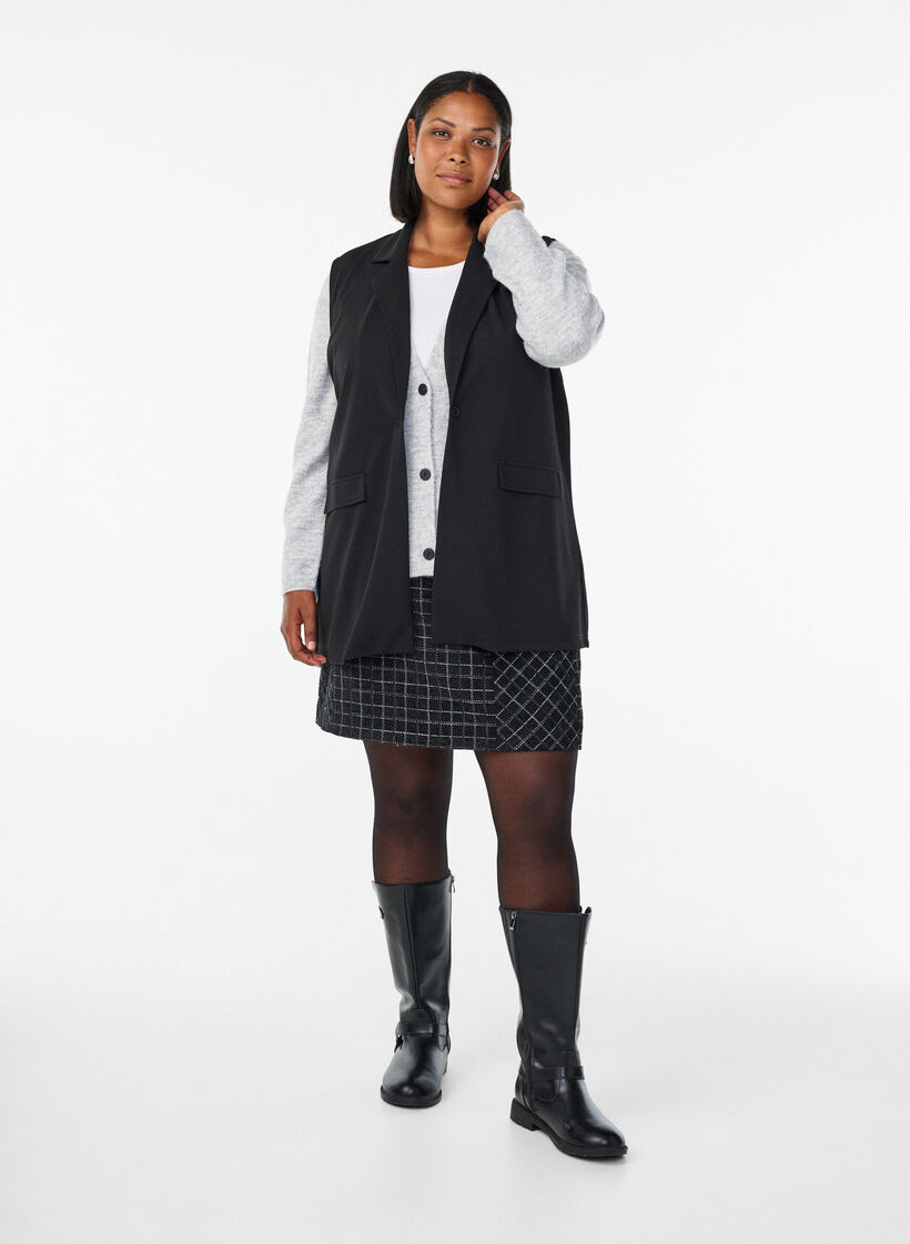 Gilet blazer avec revers classiques, Noir, Model image number 1