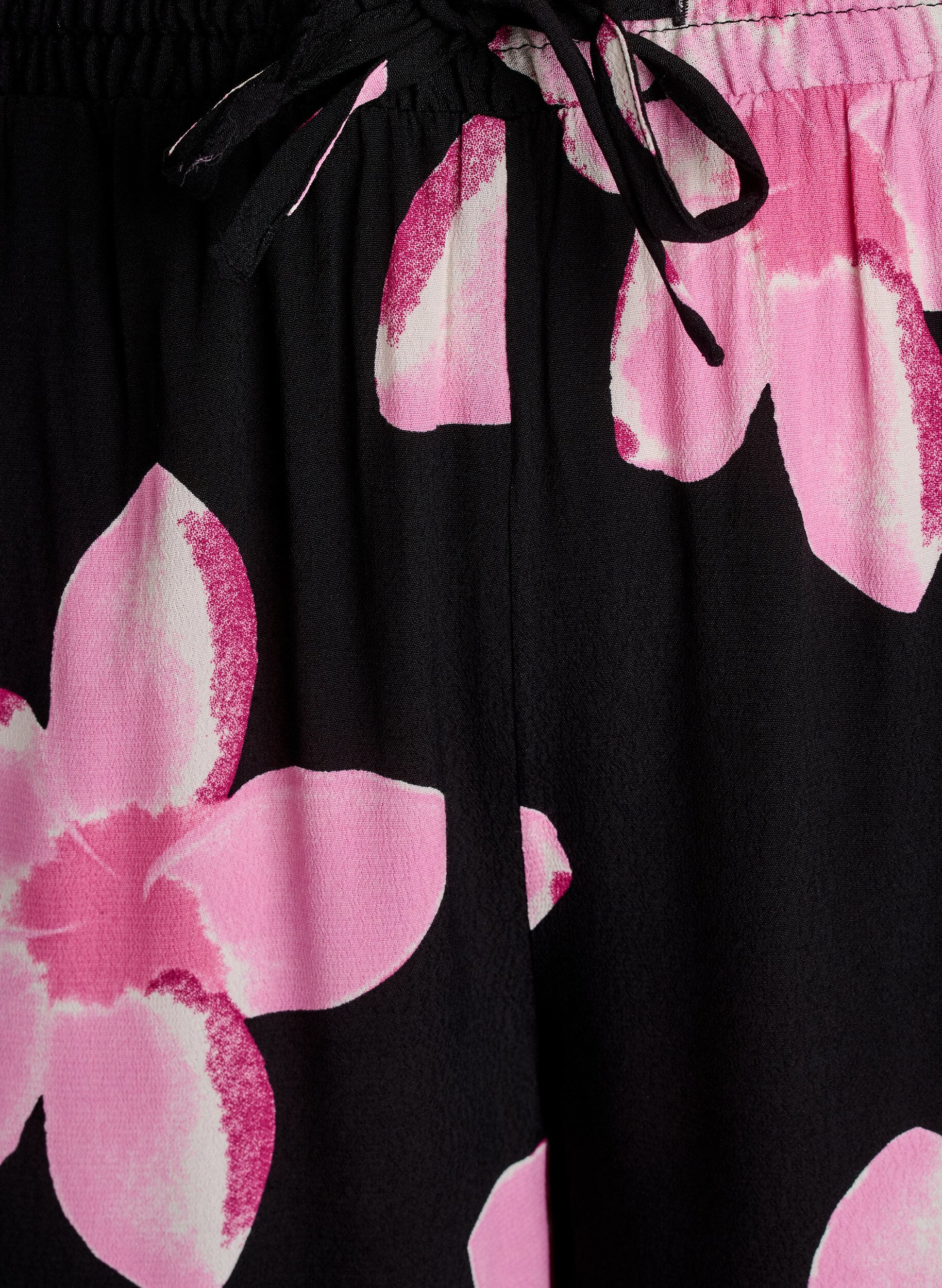 Zizzi Pantalon ample en viscose avec imprim&eacute;, Noir, Packshot image number 2