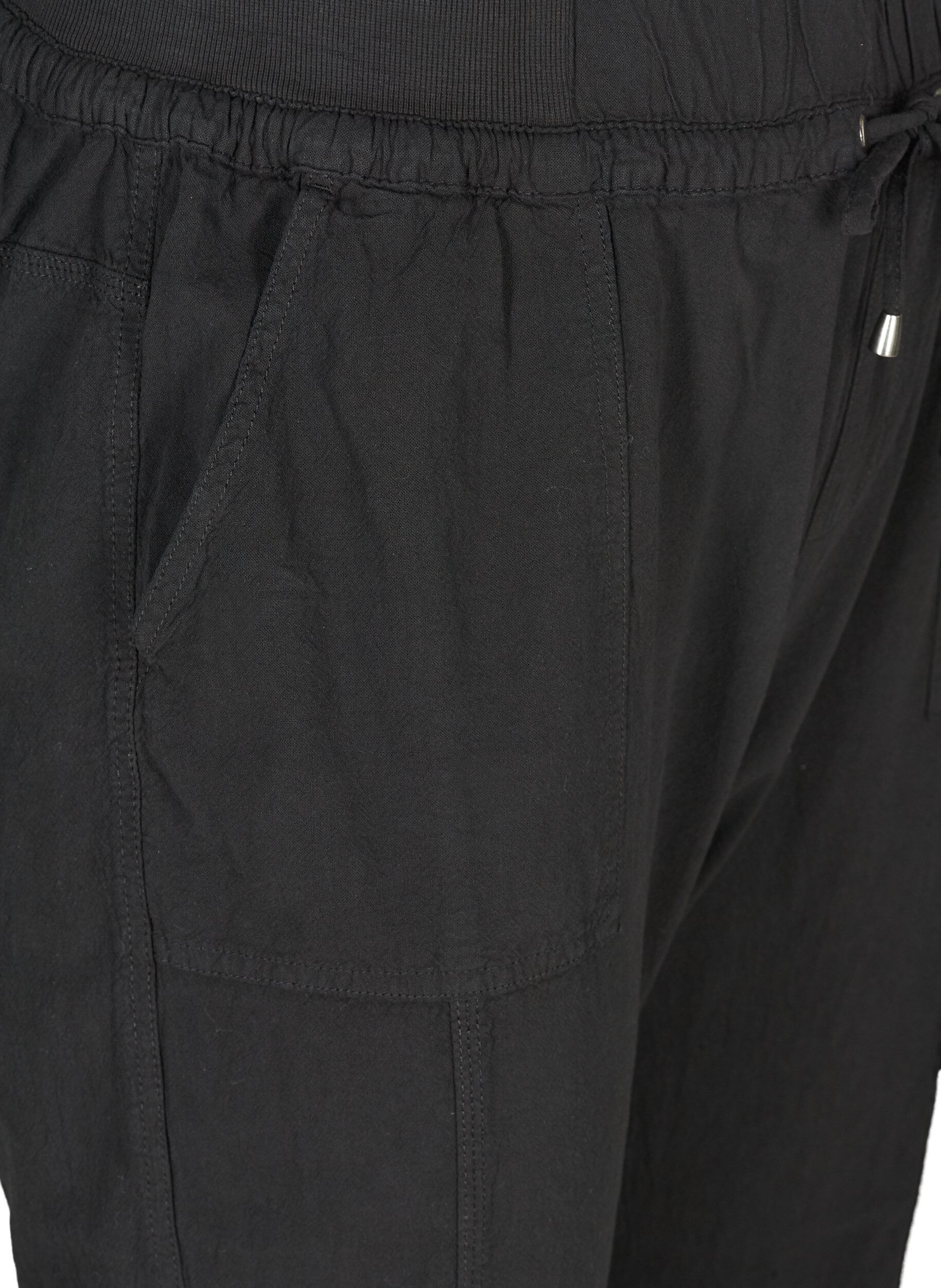 Zizzi Pantalon ample en coton, Noir, Packshot image number 2
