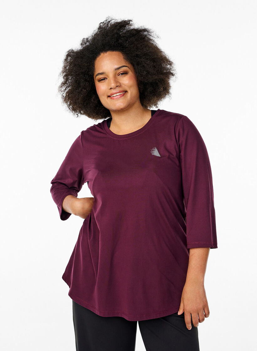 Haut de sport &agrave; manches 3/4, Bordeaux, Model image number 0