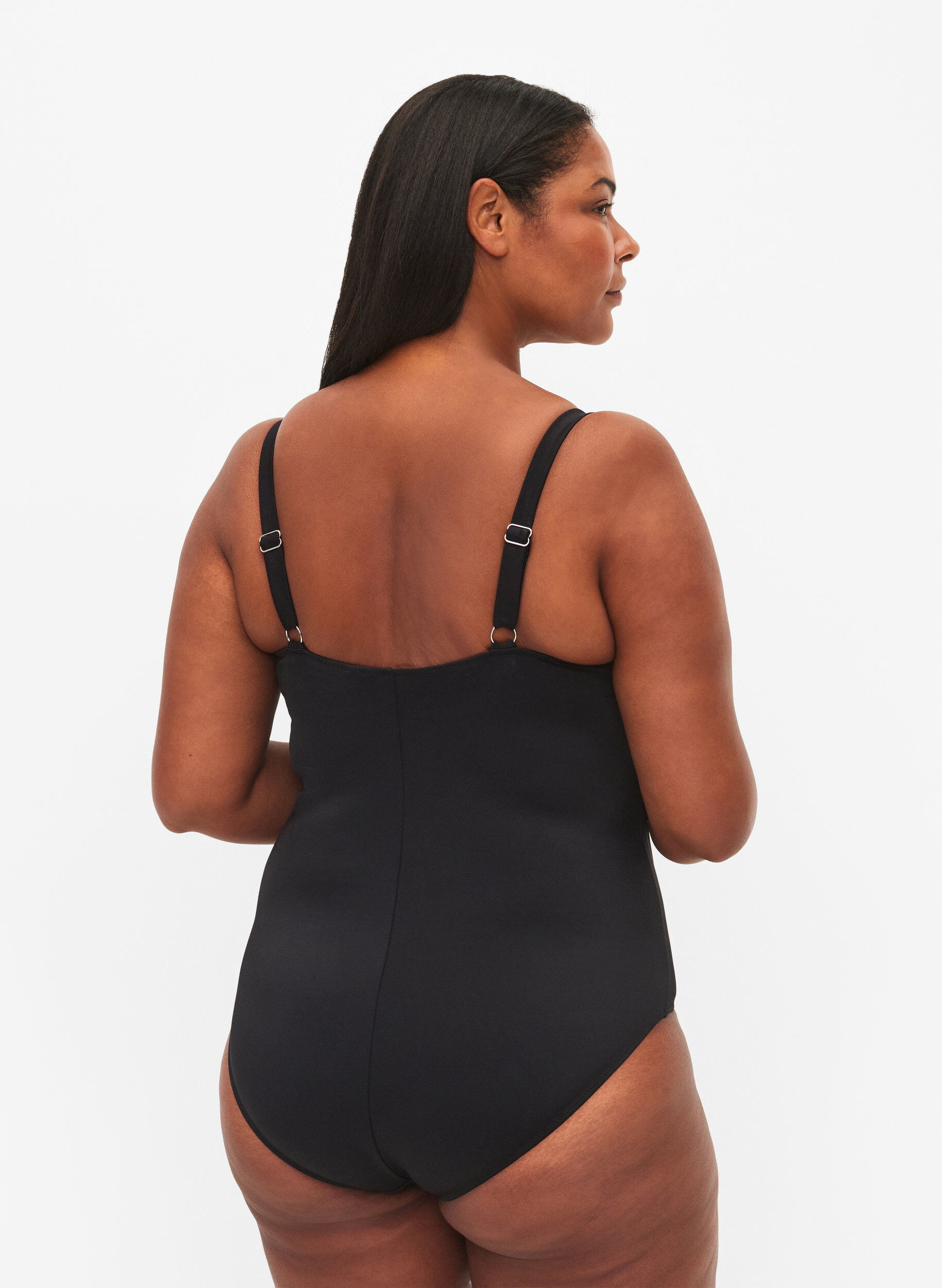 ZizziMaillot de bain matelass&eacute; avec draperies, Noir, Model image number 1
