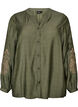 Chemise en viscose avec manches brod&eacute;es, Vert, Packshot image number 0