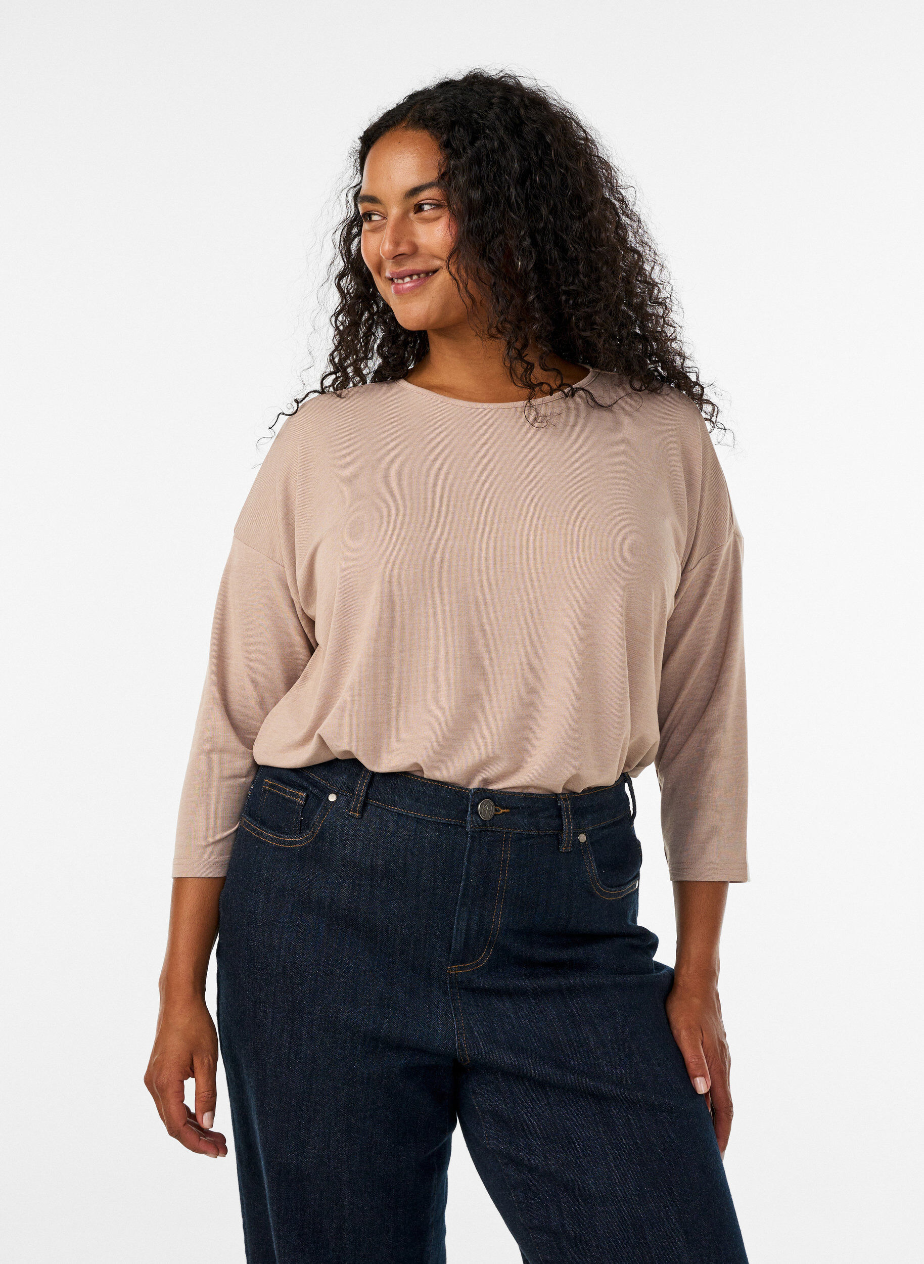 ZizziBlouse en jersey avec manches 3/4, Beige, Model image number 0