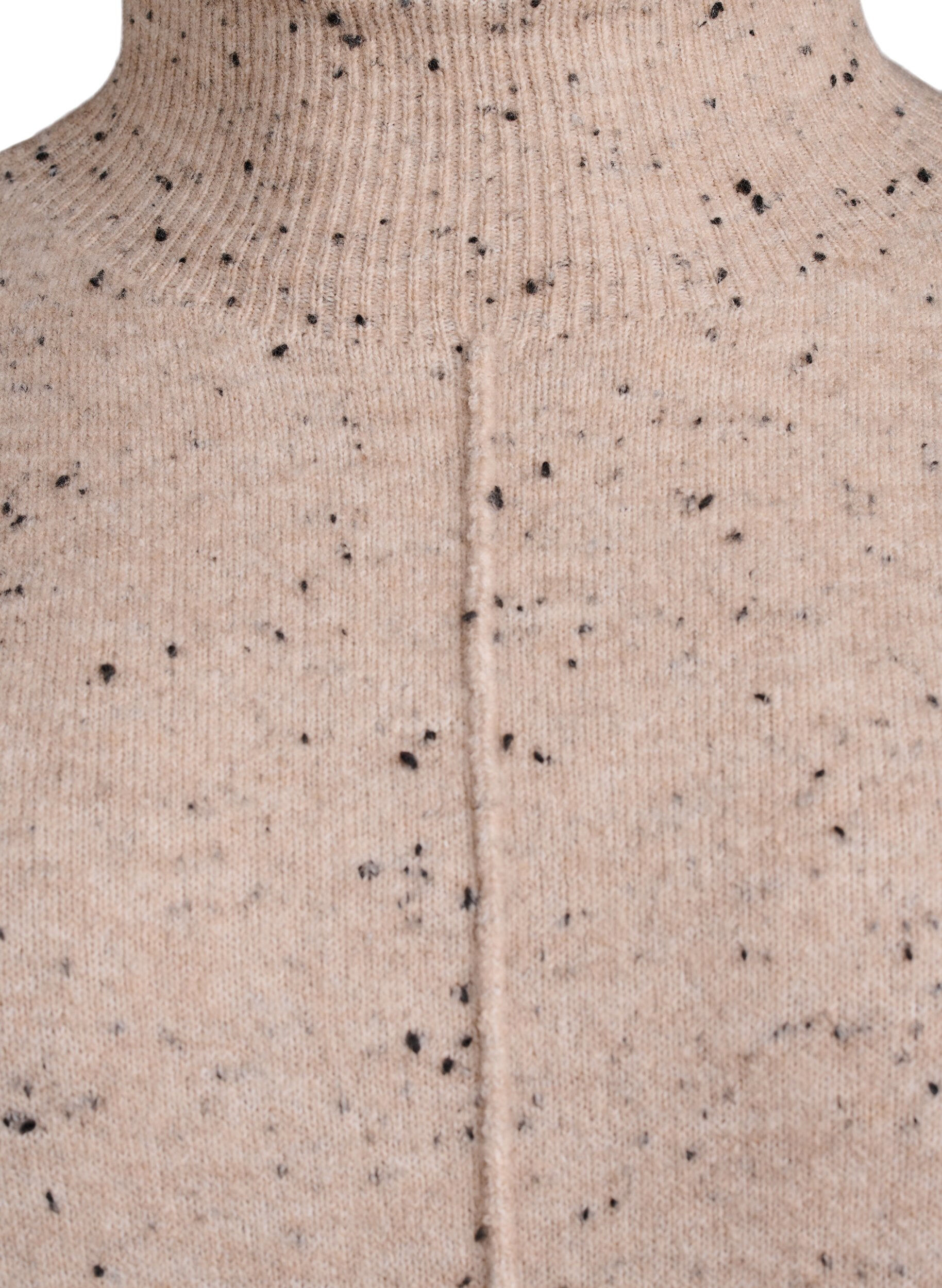 Zizzi Pull en maille avec col montant et motif &agrave; pois, Beige, Packshot image number 2