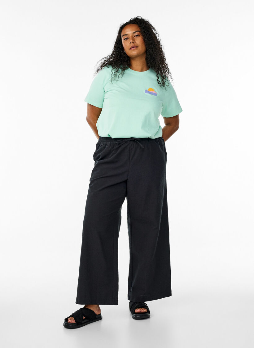 T-shirt en coton biologique avec impression au dos, Vert clair, Model image number 1