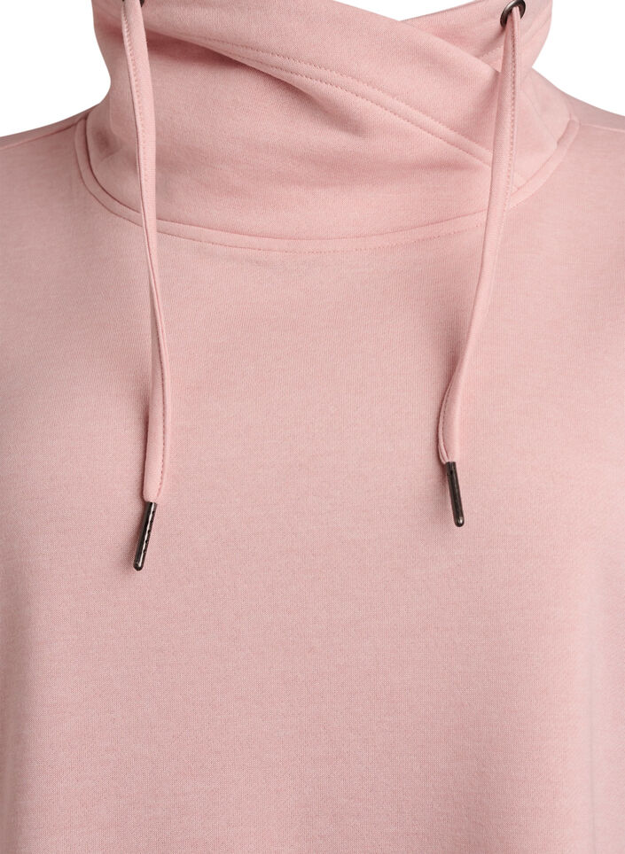 Robe sweat-shirt courte &agrave; col montant et poches, Rose poudr&eacute;e, Packshot image number 2