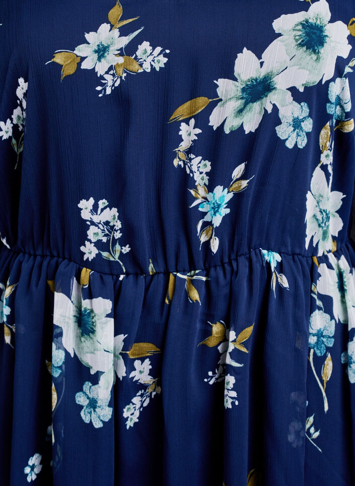 Robe de soir&eacute;e en mousseline &agrave; manches longues, Bleu, Packshot image number 3