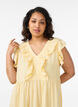 Robe midi sans manches en lin et viscose avec volants, Jaune clair, Model image number 2