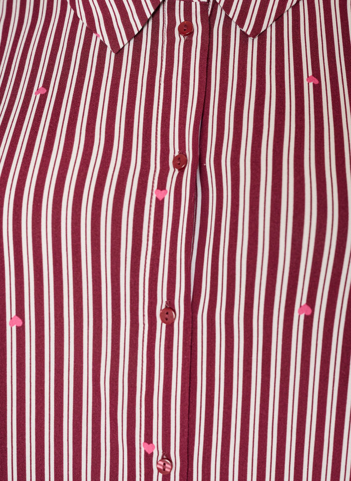 Chemise de nuit &agrave; rayures et c&oelig;urs, Bordeaux fonc&eacute;, Packshot image number 2