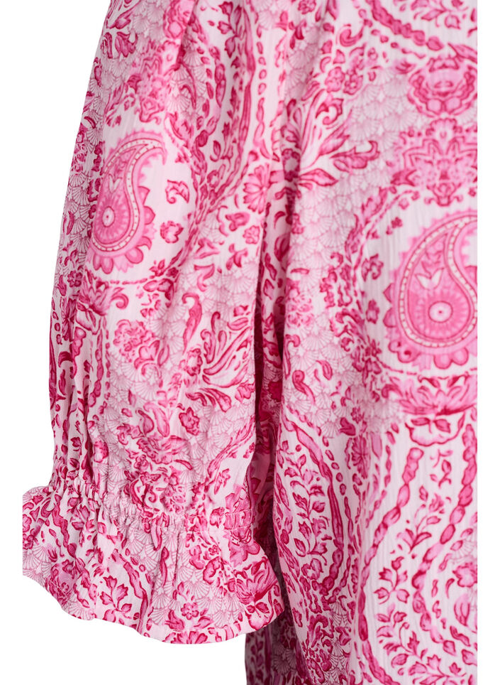Chemisier en viscose avec imprim&eacute; paisley et encolure carr&eacute;e, Rose, Packshot image number 3