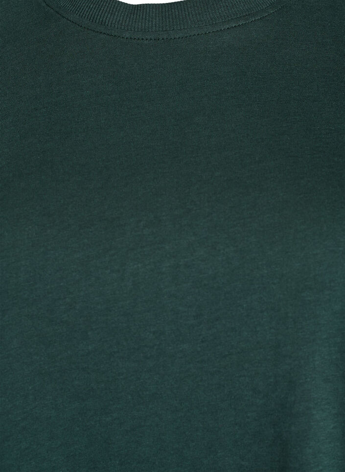 T-shirt basique en coton à col rond, Vert foncé, Packshot image number 2