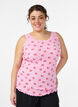 Top avec imprim&eacute; et bord en dentelle, Rose, Model image number 0