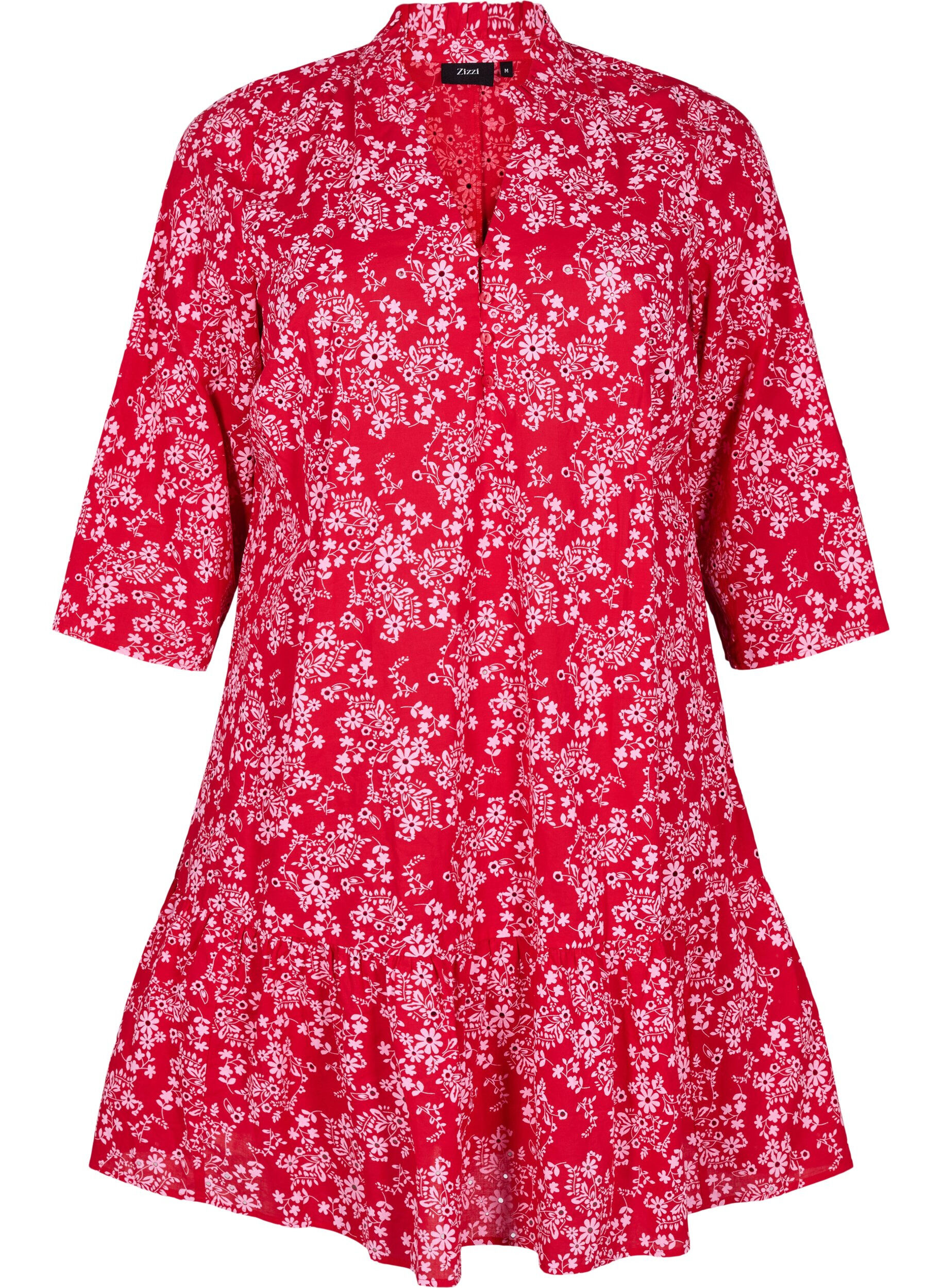 Robe mi-longue &agrave; imprim&eacute; floral et manches 3/4
