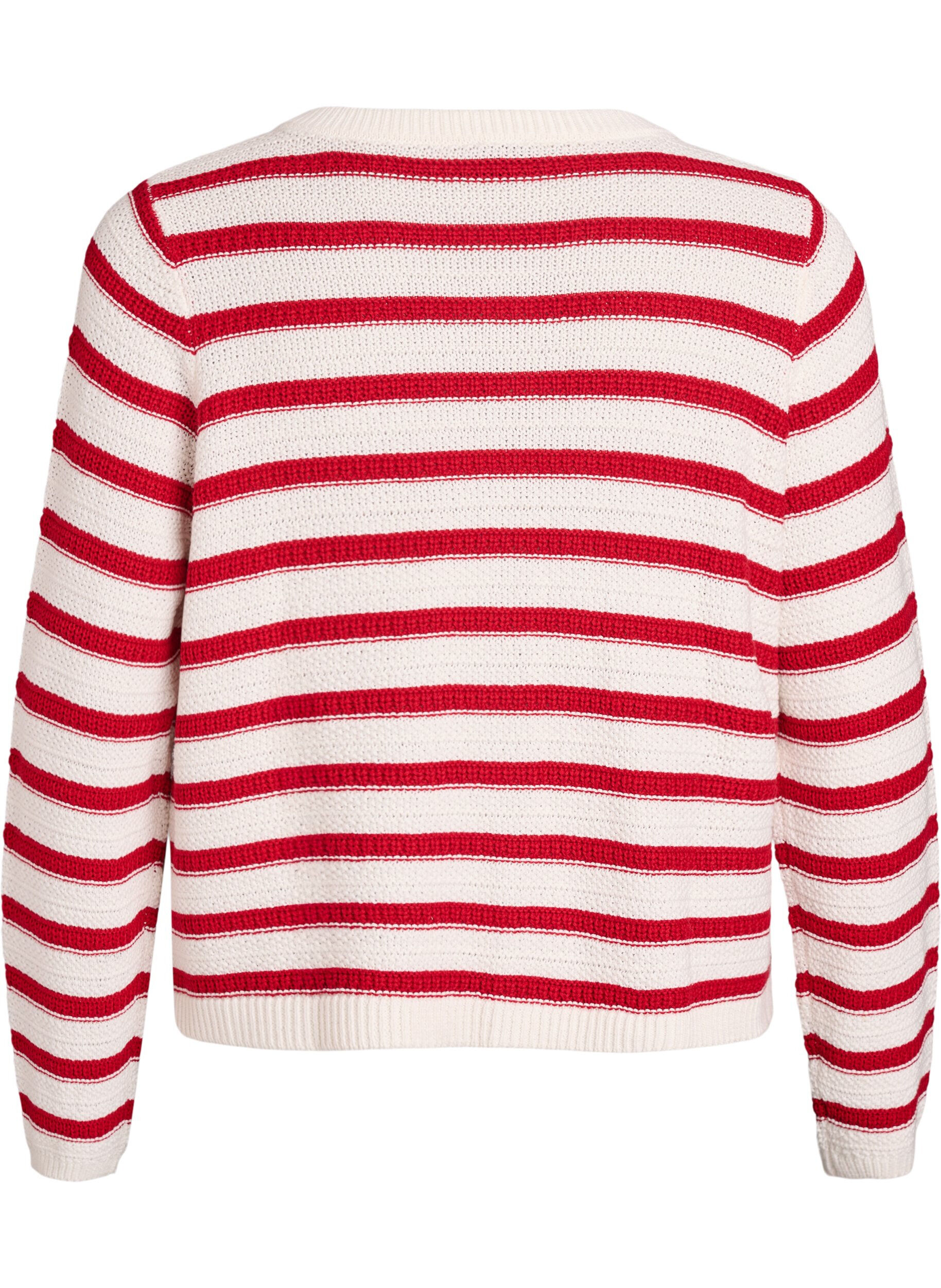 Zizzi Gilet en maille structur&eacute;e avec boutons d&eacute;coratifs, Rouge, Packshot image number 1