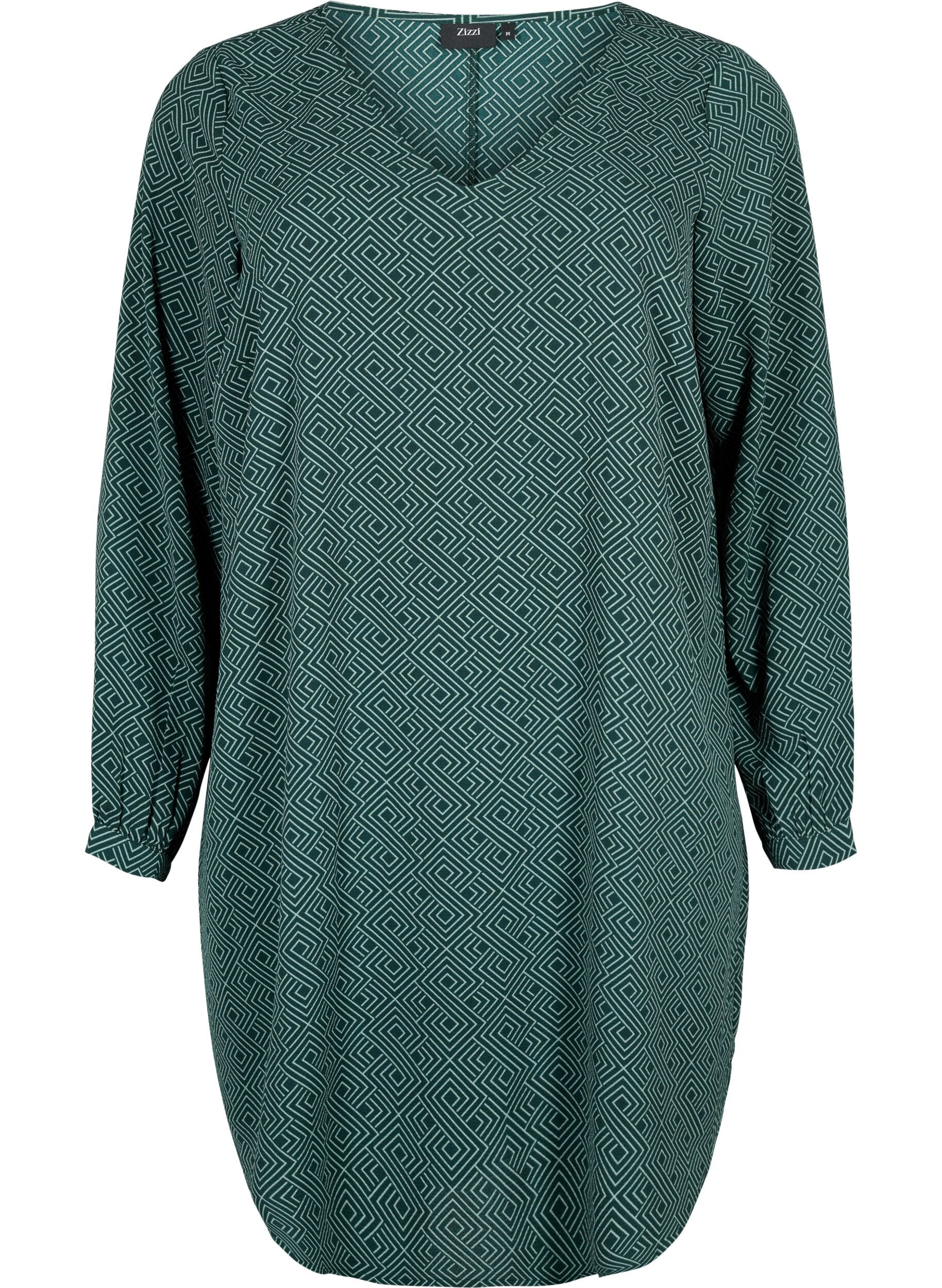 Zizzi Robe &agrave; col en V avec imprim&eacute;, Scarab Graphic AOP, Packshot image number 0