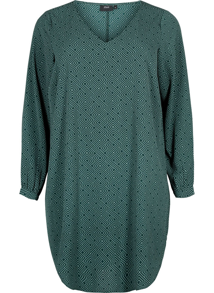 Robe &agrave; col en V avec imprim&eacute;, Scarab Graphic AOP, Packshot image number 0