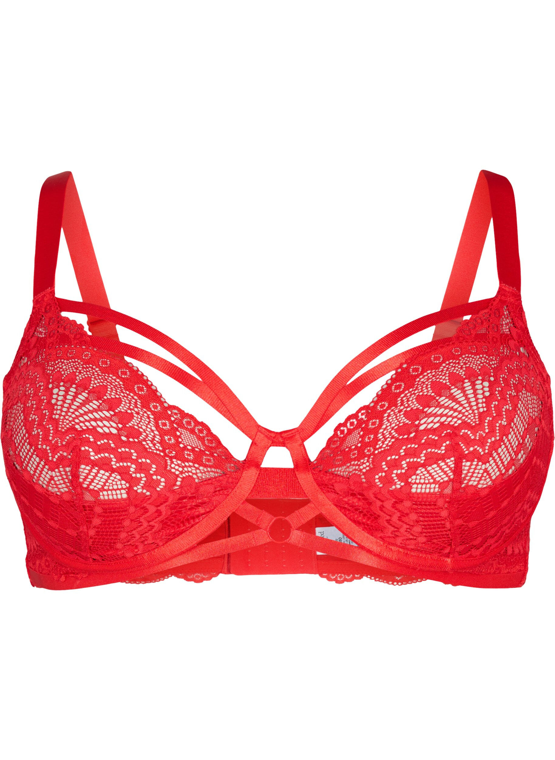 Zizzi Soutien-gorge en dentelle avec cordons et armature, Salsa, Packshot image number 0