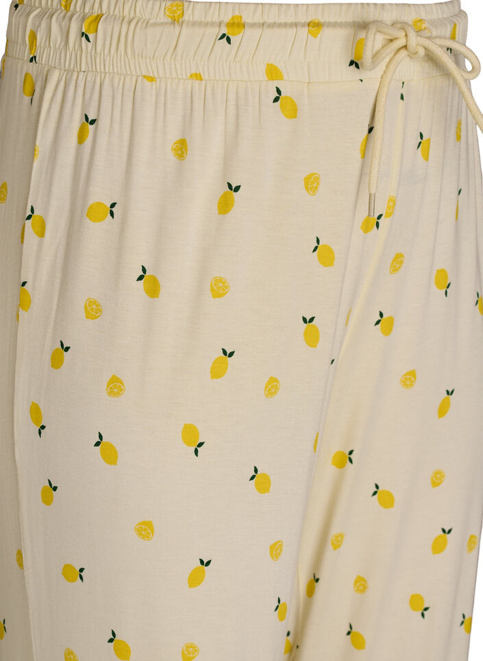 Pantalon de pyjama en jersey doux avec taille haute et imprim&eacute; fruits, Jaune clair, Packshot image number 2